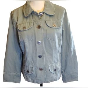 J.Jill sage women's medium cargo button textured cotton‎ blazer/short jacket